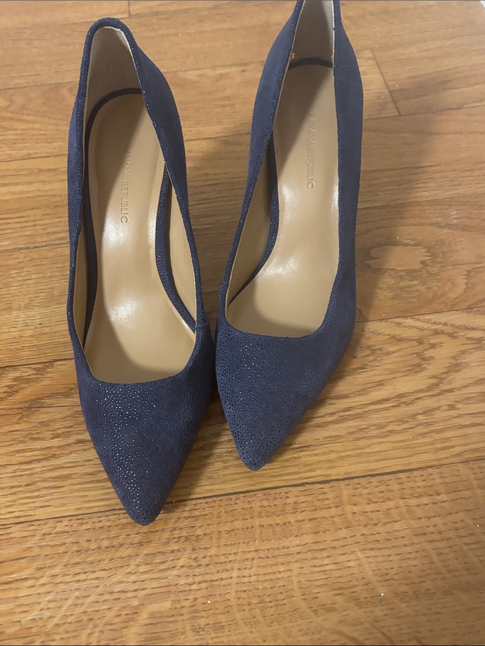 Banana Republic Navy Suede Pointed-Toe Heels,upper leather